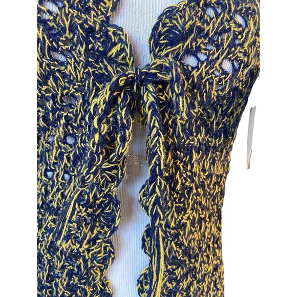 Vintage 60s 70s Helen Sue Crochet Knit Sweater Vest Open Grannycore Boho Hippie - Picture 2 of 12